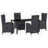 vidaXL Garden Dining Set 5 pcs Black Poly Rattan