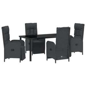 vidaXL Garden Dining Set 5 pcs Black Poly Rattan