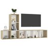 vidaXL 3 Piece TV Cabinet Set White and Sonoma Oak Engineered Wood