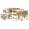 vidaXL 9 Piece Garden Dining Set with Cushions Beige Poly Rattan