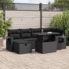 vidaXL 7 Piece Garden Sofa Set with Cushions Black Poly Rattan
