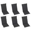 vidaXL Reclining Garden Chairs with Cushions 6 pcs Solid Teak Wood