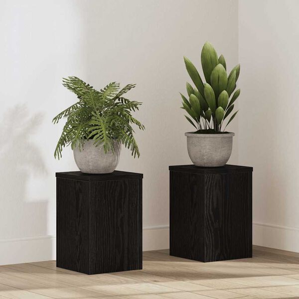 vidaXL Plant Stand 2 pcs Black Oak 20 x 20 x 30 cm Engineered Wood