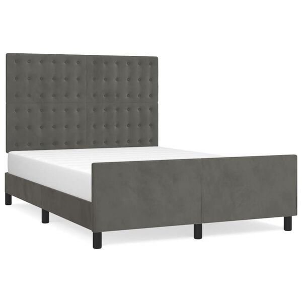 vidaXL Bed Frame without Mattress Dark Grey 137x187 cm Double Velvet