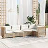 vidaXL 5 Piece Garden Sofa Set with Cushions Beige Poly Rattan