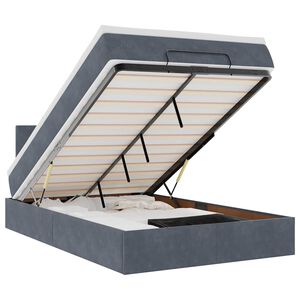 vidaXL Ottoman Bed with Mattress Dark Grey King Single Velvet