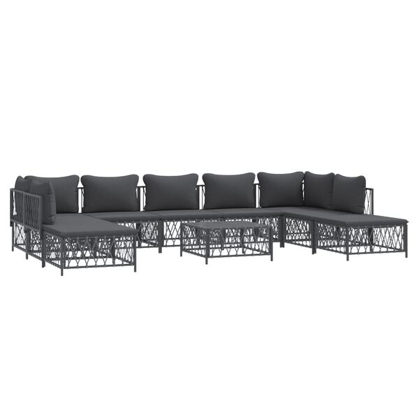 vidaXL 10 Piece Garden Lounge Set with Cushions Anthracite Steel
