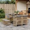 vidaXL 9 Piece Garden Dining Set with Cushions Mix Beige Poly Rattan