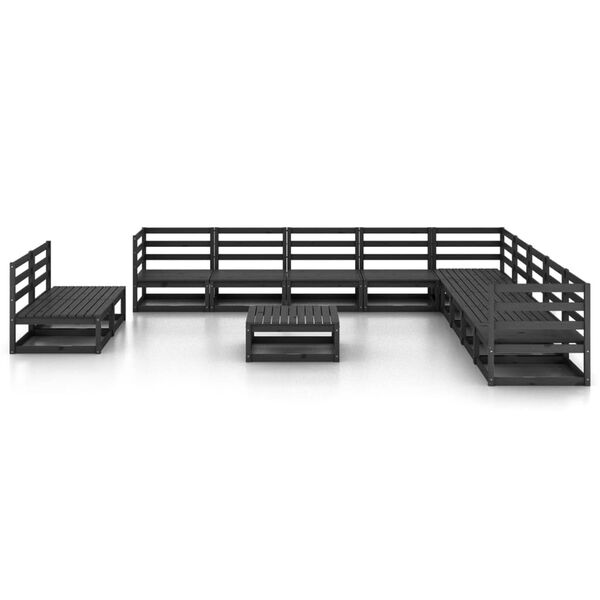 vidaXL 12 Piece Garden Lounge Set Black Solid Pinewood