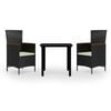 vidaXL 3 Piece Garden Dining Set with Cushions Black
