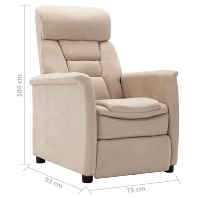 vidaXL Electric Recliner Chair Cream Faux Suede Leather