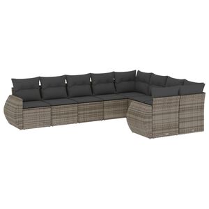 vidaXL 9 Piece Garden Sofa Set with Cushions Grey Poly Rattan