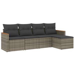 vidaXL 5 Piece Garden Sofa Set with Cushions Grey Poly Rattan