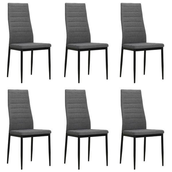 vidaXL Dining Chairs 6 pcs Light Grey Fabric