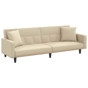 vidaXL Sofa Bed with Cushions Cream Fabric