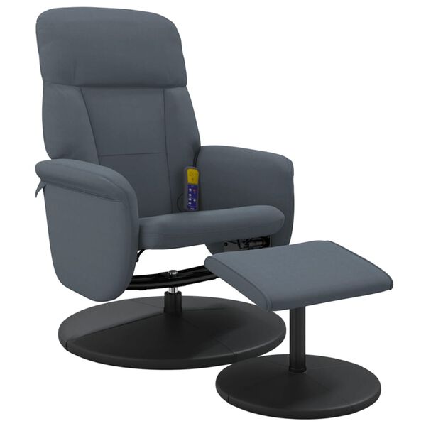 vidaXL Massage Recliner Chair with Footstool Dark Grey Velvet