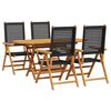 vidaXL Garden Dining Set 5 pcs Black Solid acacia wood and poly rattan