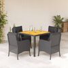 vidaXL 5 Piece Garden Dining Set with Cushions Black Poly Rattan