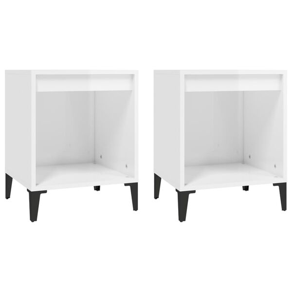 vidaXL Bedside Cabinets 2 pcs High Gloss White 40x35x50 cm