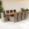 vidaXL 11 Piece Garden Dining Set with Cushions Grey Poly Rattan