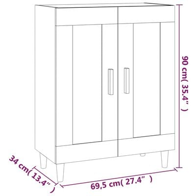 vidaXL Sideboard White 69.5x34x90 cm Engineered Wood
