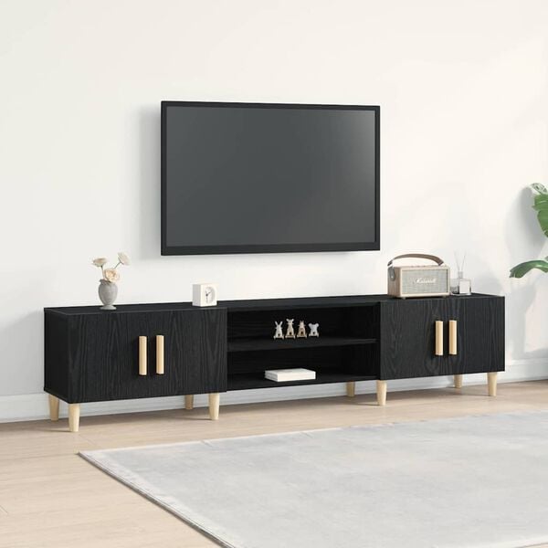 vidaXL TV Cabinet Black Oak 180 x 31.5 x 40 cm Engineered Wood