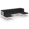 vidaXL 6 Piece Garden Lounge Set with Cushions White Solid Pinewood