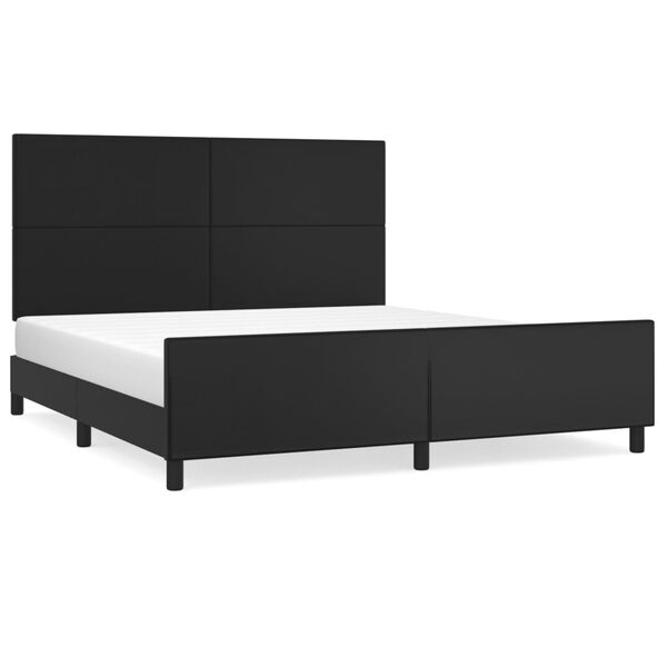 vidaXL Bed Frame without Mattress Black 152x203 cm Queen Faux Leather