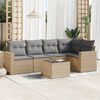 vidaXL 6 Piece Garden Sofa Set with Cushions Beige Poly Rattan