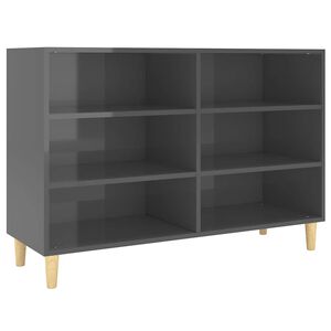 vidaXL Sideboard | High Gloss Grey | Engineered wood, solid eucalyptus wood