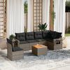 vidaXL 7 Piece Garden Sofa Set with Cushions Grey Poly Rattan