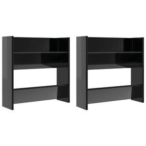 vidaXL Wall Shoe Cabinet | Set of 2 | High gloss black | Engineered wood