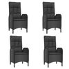 vidaXL 5 Piece Garden Dining Set with Cushions Black Poly Rattan