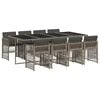 vidaXL 9 Piece Garden Dining Set with Cushions Grey Poly Rattan