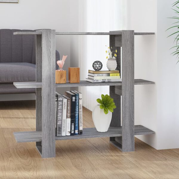 vidaXL Book Cabinet/Room Divider Grey Sonoma 100x30x87 cm