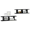 vidaXL Wall Shelves 2 pcs High Gloss Black 75x18x20 cm Engineered Wood