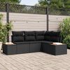 vidaXL Garden Sofa Set with Cushion 5 pcs Black Poly rattan