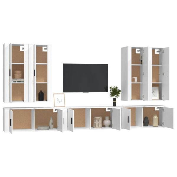 vidaXL 7 Piece TV Cabinet Set White Engineered Wood