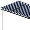 vidaXL Manual Retractable Awning with Posts 3x2.5 m Blue and White