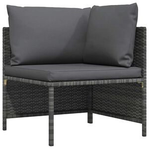 vidaXL Sectional Corner Sofa with Cushions Grey Poly Rattan