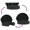 vidaXL Outdoor Lounge Bed with Canopy and Cushions Black Poly Rattan