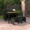 vidaXL 5 Piece Garden Dining Set with Cushions Poly Rattan Black
