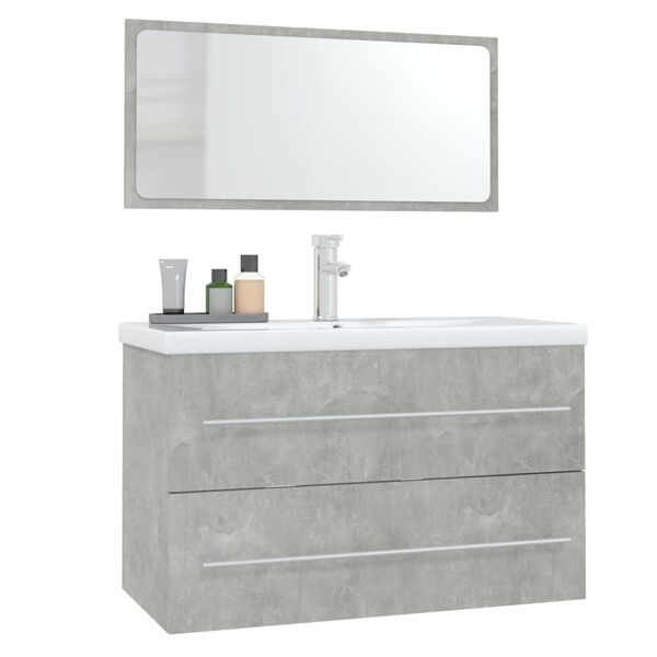 vidaXL 3 Piece Bathroom Furniture Set Concrete Grey