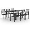 vidaXL Dining Set | Black | Glass, Powder-Coated Steel, PVC Hollow Rattan