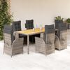 vidaXL 7 Piece Garden Dining Set with Cushions Grey Poly Rattan
