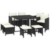 vidaXL 9 Piece Garden Dining Set with Cushions Poly Rattan Black