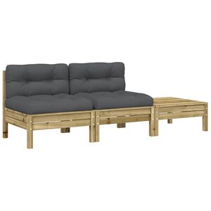 vidaXL Garden Sofa with Cushions and Footstool 2-Seater
