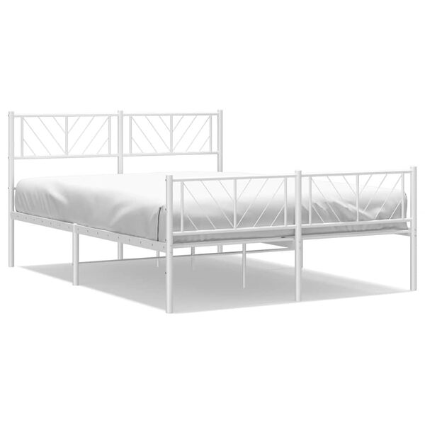 vidaXL Metal Bed Frame without Mattress with Footboard White 150x200cm