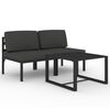 vidaXL 3 Piece Garden Lounge Set with Cushions Aluminium Anthracite