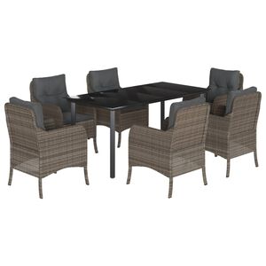 vidaXL Garden Dining Set | Grey | PE Rattan | 6-Seater | UV-resistant materials